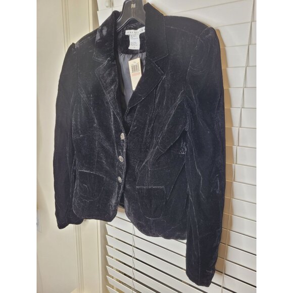 New VTG Y2K Womens Black Velvet Blazer Jacket 10 Versailles Whimsygoth coquette - Picture 3 of 6